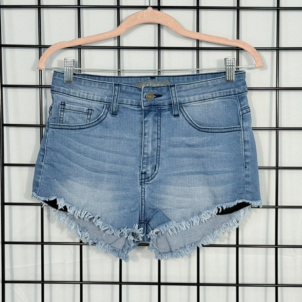 Nature Cutoff Denim Shorts Womens Medium Blue Stretch‎ Midrise Casual Festival
